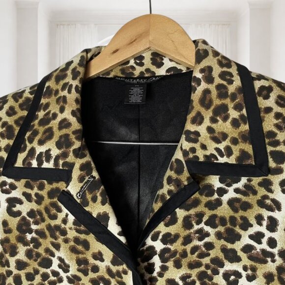 Monterey Bay Leopard Print Cotton Blazer Petite Medium Lined Animal Print Jacket - Picture 7 of 15